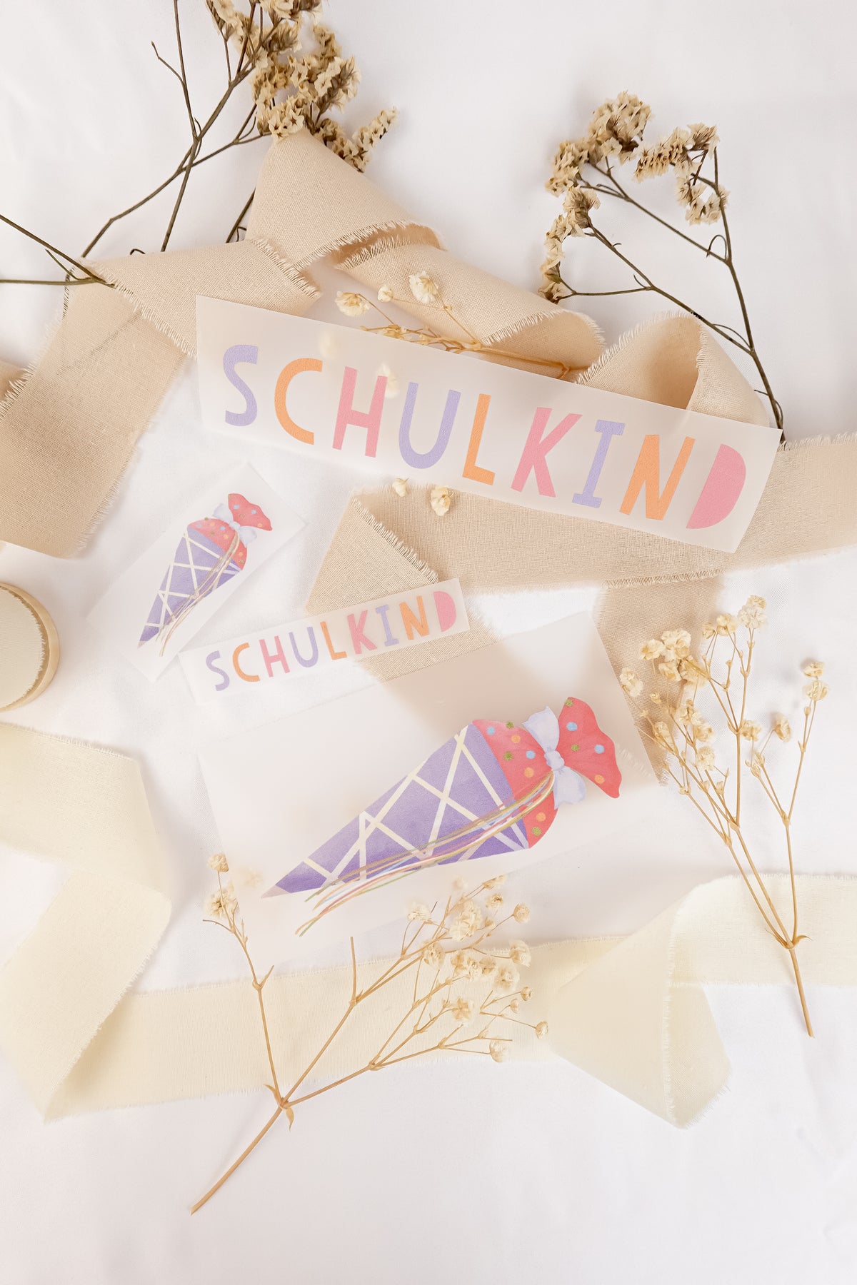 pama&me Bügelbild "Schulkind" mit Schultüte - lila pink