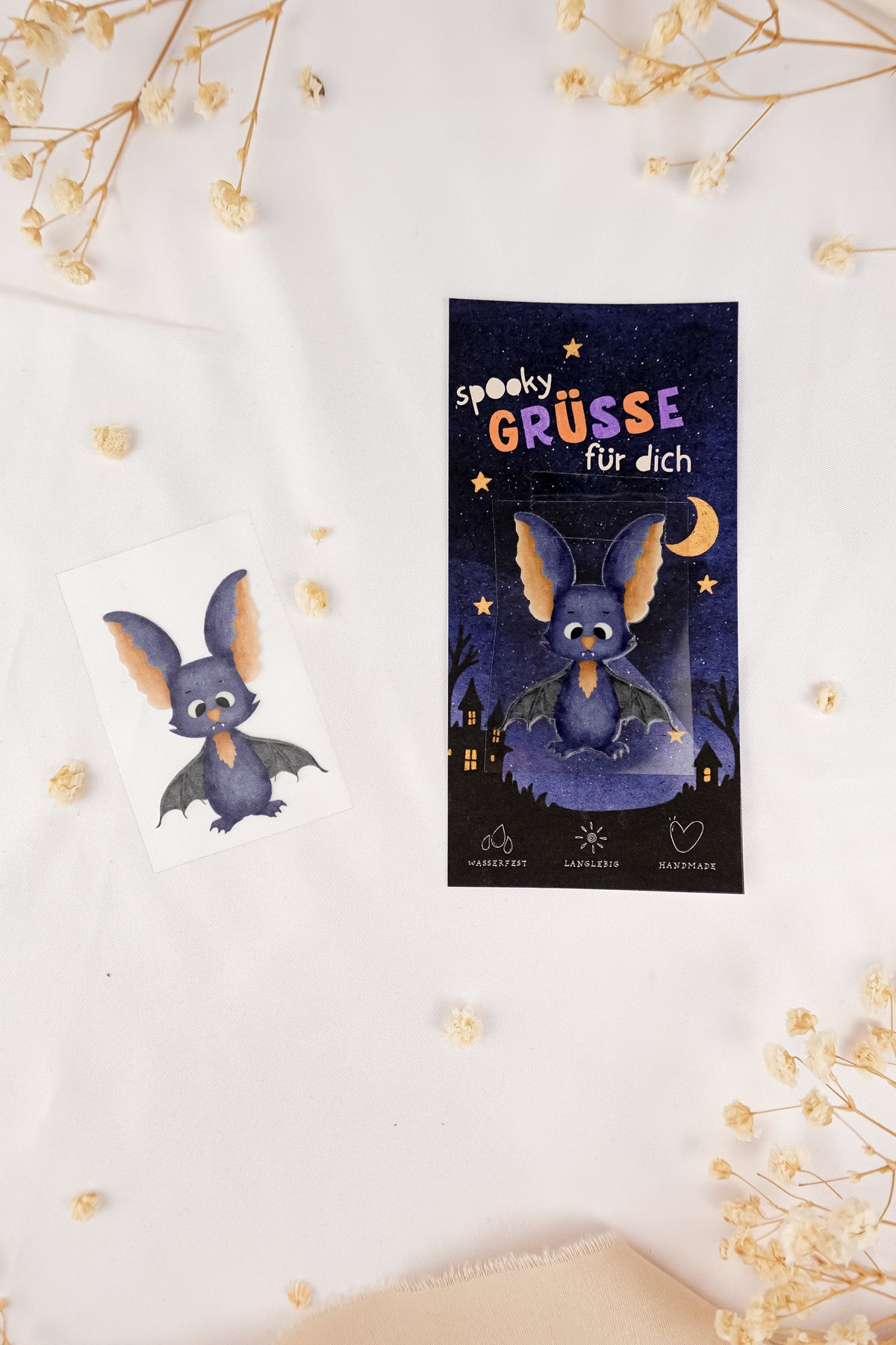pama&me Rub-On-Sticker Halloween-Fledermaus klein