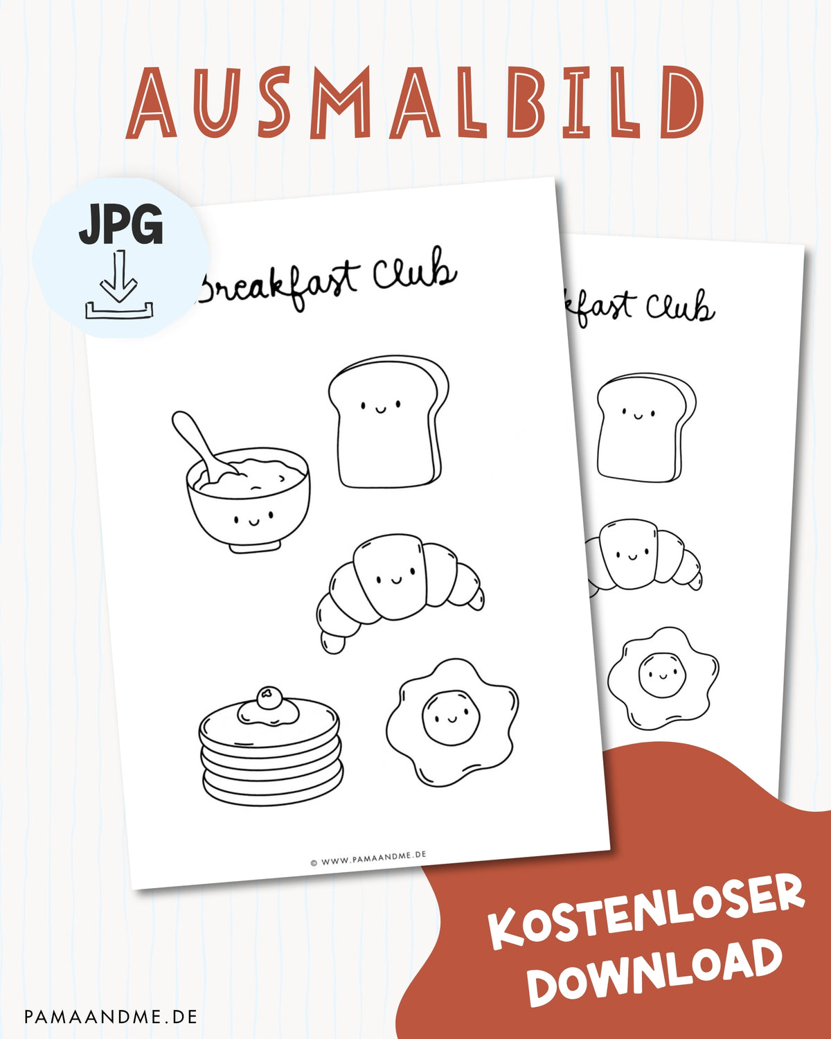 Ausmalbild Breakfast Club zum Ausdrucken – handgezeichnet von pama&amp;me
