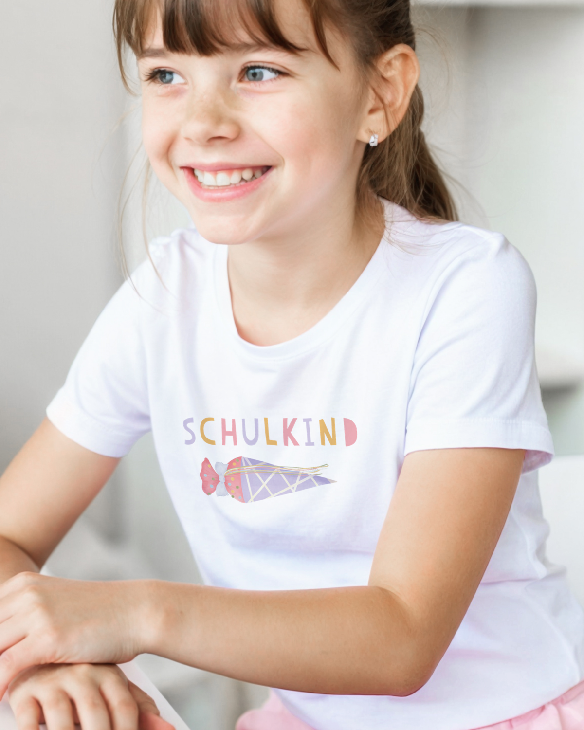pama&amp;me Bügelbild "Schulkind" mit Schultüte - lila pink