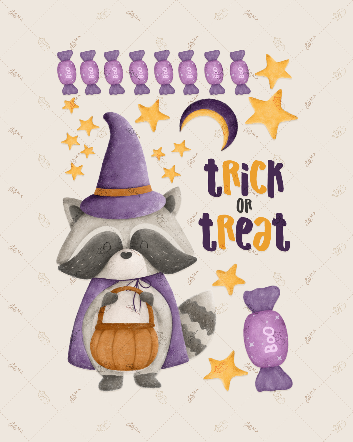 pama&amp;me Bügelbild "trick or treat" A6