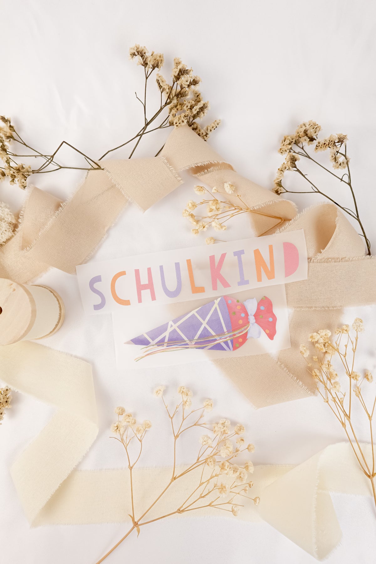 pama&amp;me Bügelbild "Schulkind" mit Schultüte - lila pink