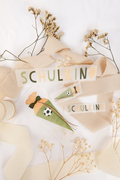 pama&amp;me Bügelbild "Schulkind" mit Schultüte - Fußball