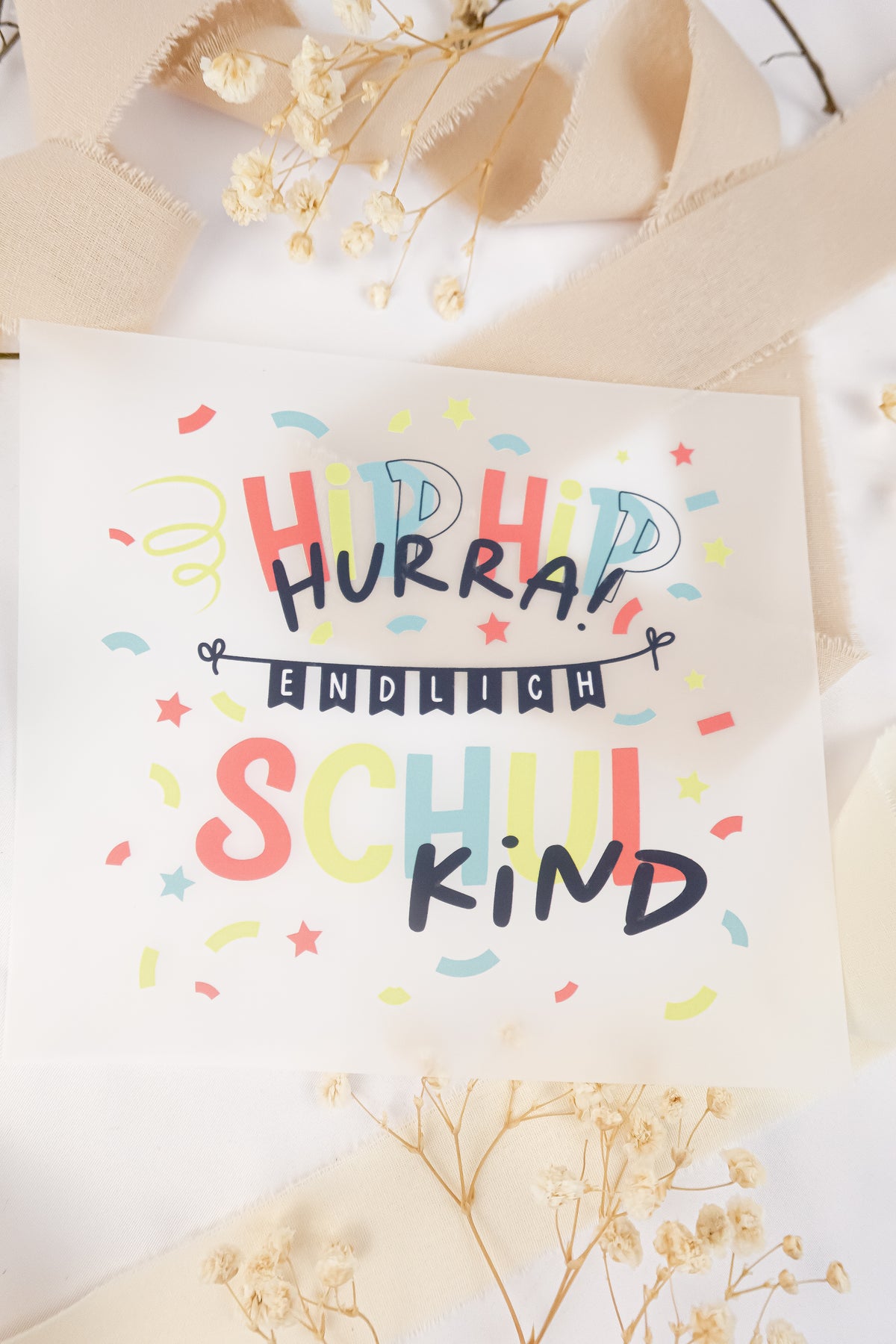 pama&amp;me Bügelbild "Hipp Hipp Hurra - endlich Schulkind"