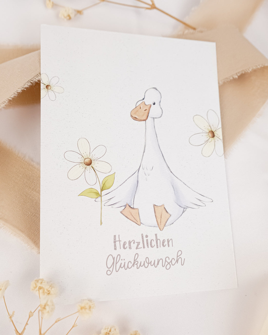 pama&amp;me Postkarte Gans "Herzlichen Glückwunsch"