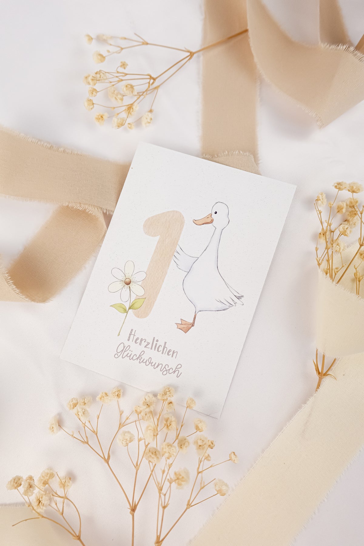 pama&amp;me Postkarte Gans "Herzlichen Glückwunsch"
