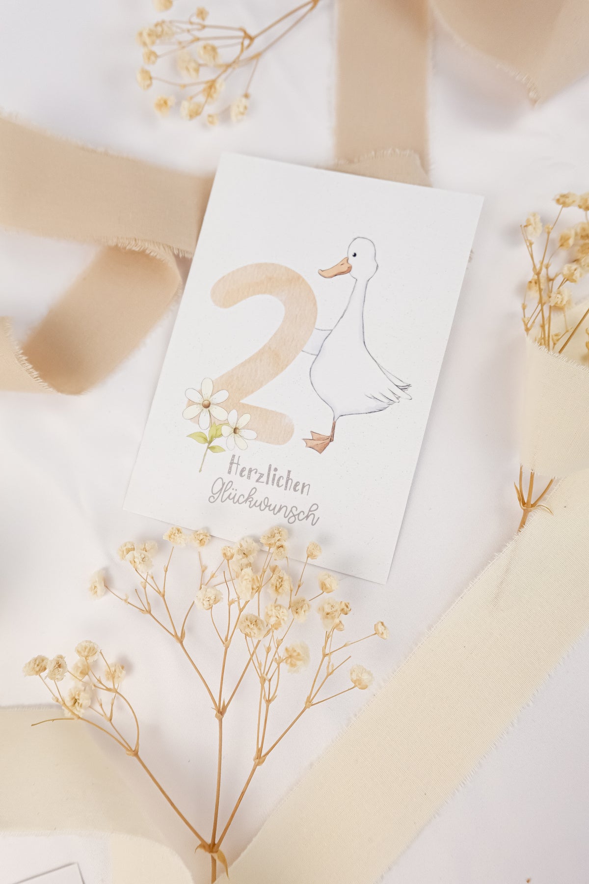pama&amp;me Postkarte Gans "Herzlichen Glückwunsch"