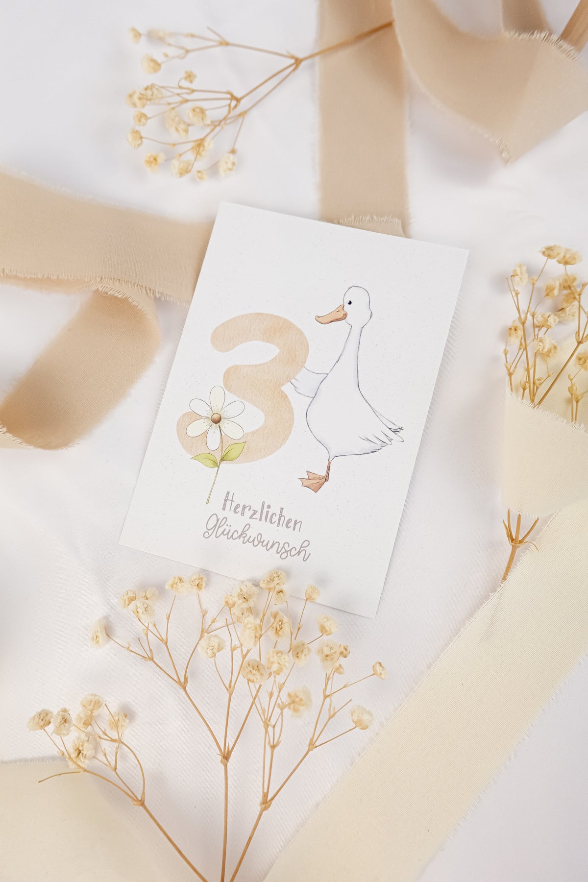 pama&amp;me Postkarte Gans "Herzlichen Glückwunsch"