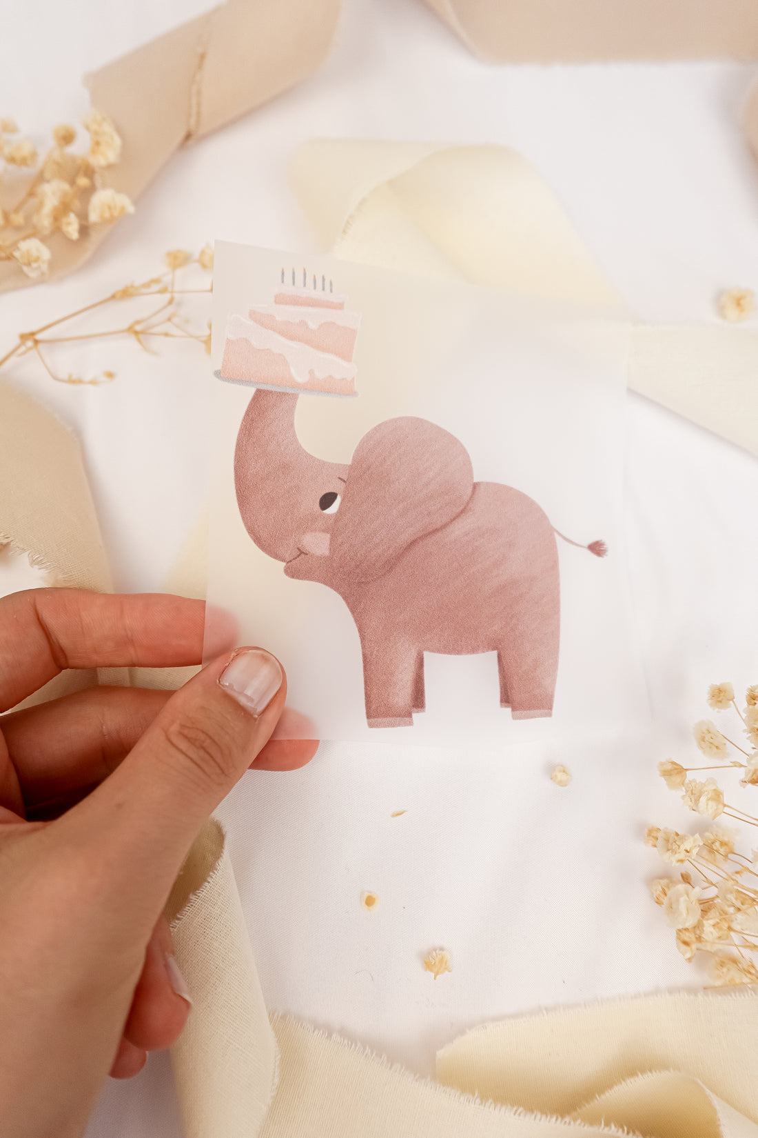 pama&amp;me Bügelbild "Elefant mit Geburtstagskuchen"
