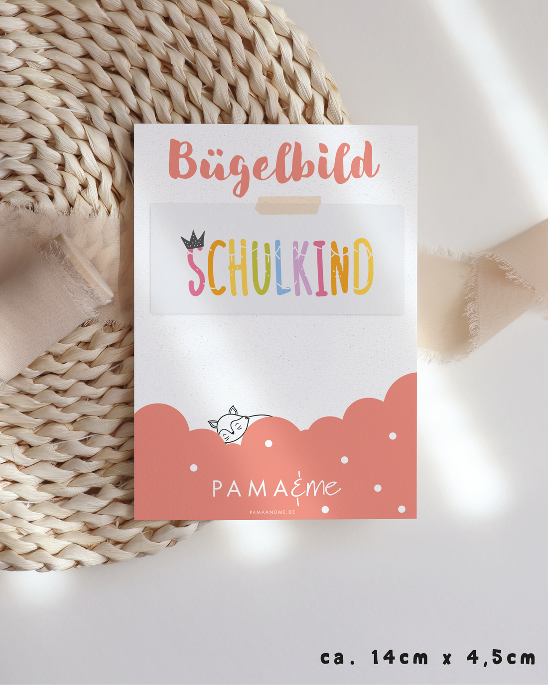pama&amp;me Bügelbild "Schulkind" Regenbogen